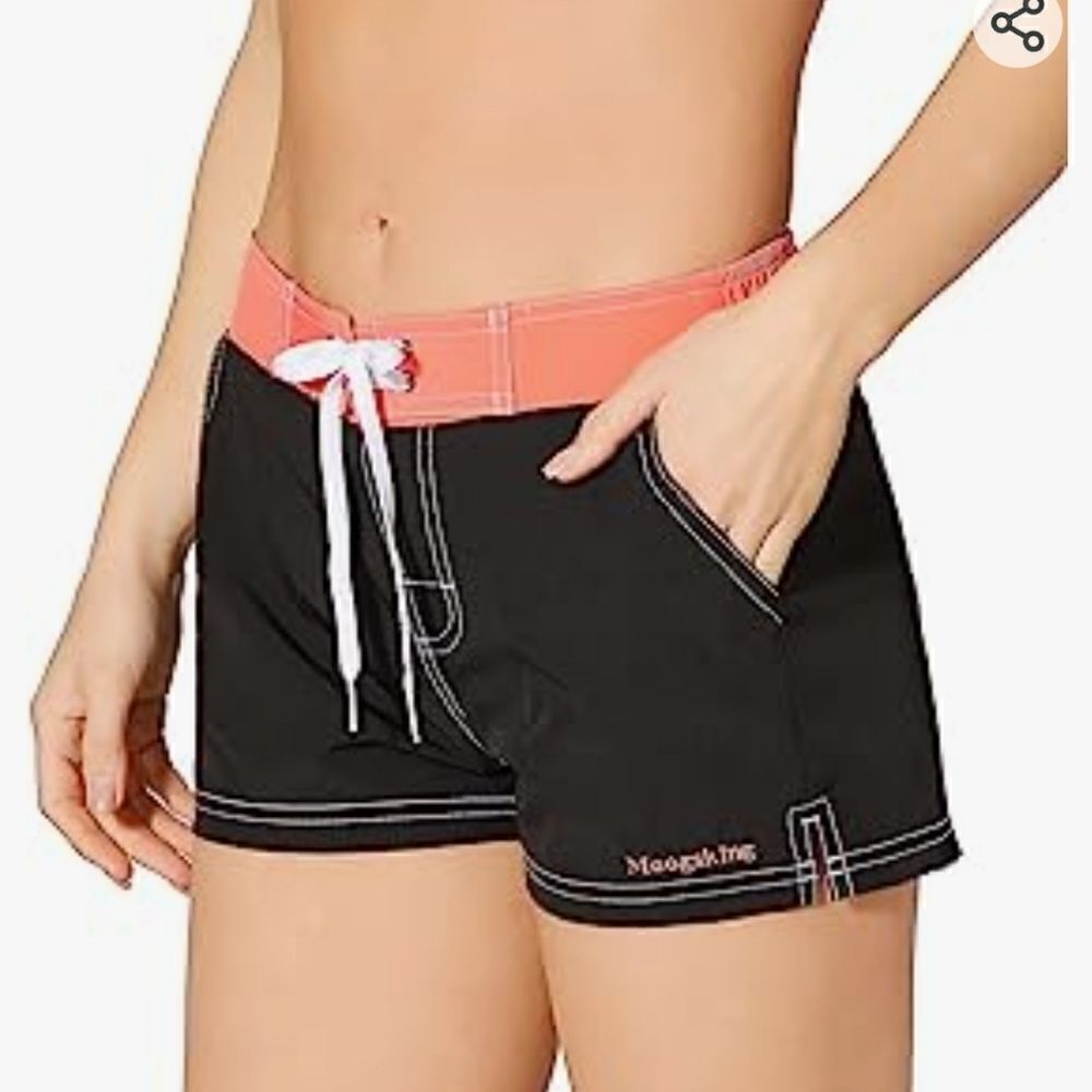 Meegsking Women Quick Dry Swimwear Trunks Sports Board Shorts with Soft Large